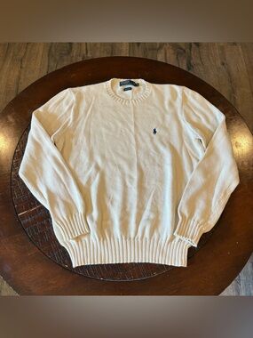 3606 VTG Polo By Ralph Lauren Cream 100% Cotton Sweater M